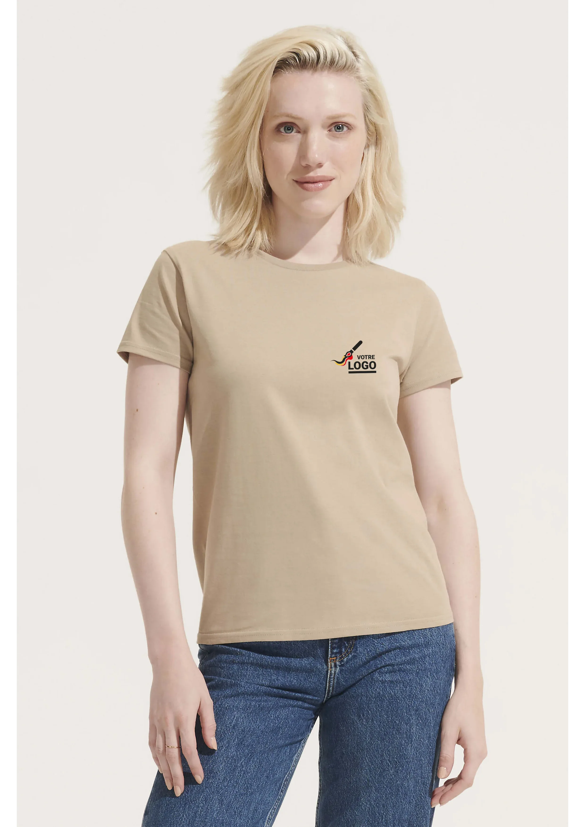 t-shirt coton bio personnalisé femme Pioneer avec logo